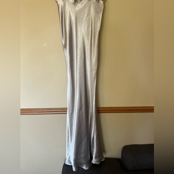 BHLDN exclusive Jenny Yoo Silver Satin Gown - Picture 4 of 15